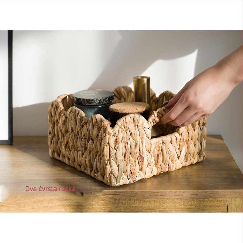 Ručni pleteni koš za pohranu od pletenog materijala - pastoralni stil, model 20240410-01
