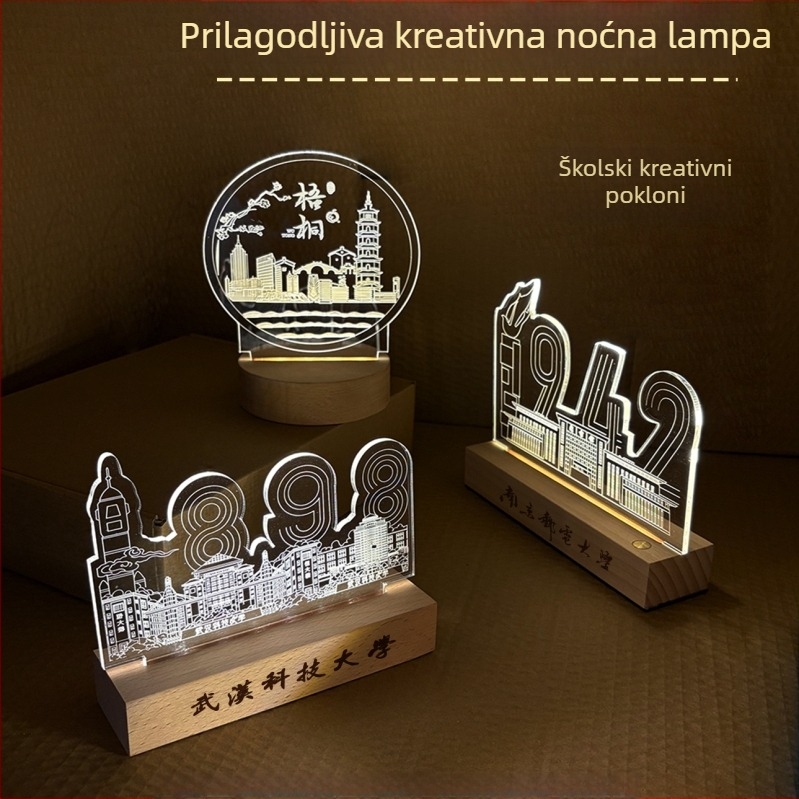 Prilagođena akrilna noćna lampica s slikama – dar završetka studija za sveučilište i vrtić, promotivna nagrada