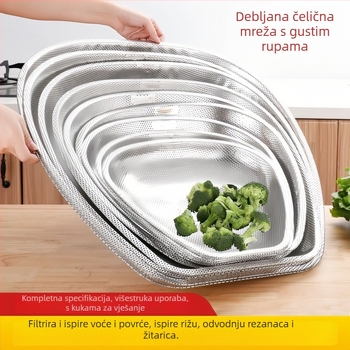 Nerđajući čelik, cjedilo s gusto prorezu za ispiranje povrća i voća, kuhinjski kolander