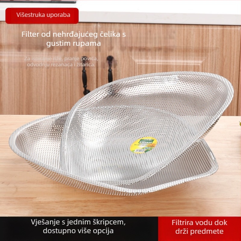 Nerđajući čelik, cjedilo s gusto prorezu za ispiranje povrća i voća, kuhinjski kolander