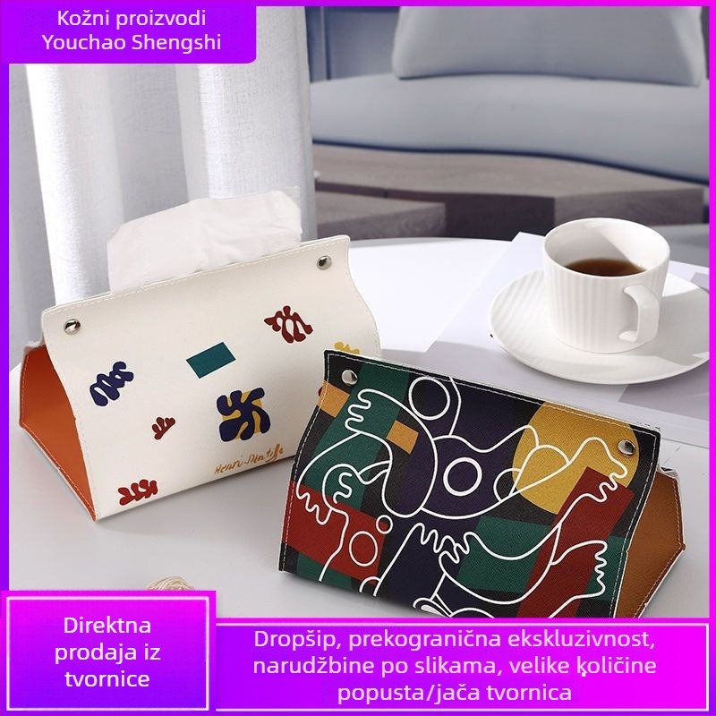 Kožna kutija za maramice s nordijskim dizajnom, pogodna za auto, dnevni boravak i kupaonicu — model Ti-4368