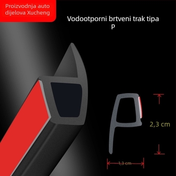 Automobilska brtvena traka za vrata s donjim rubom i zvučnom izolacijom, XC-6009, gumeni materijal, debljina 8,5 mm, za vrata, opća kompatibilnost