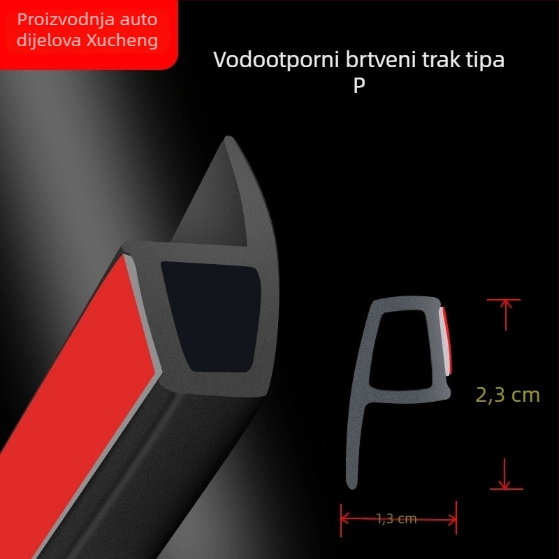 Automobilska brtvena traka za vrata s donjim rubom i zvučnom izolacijom, XC-6009, gumeni materijal, debljina 8,5 mm, za vrata, opća kompatibilnost