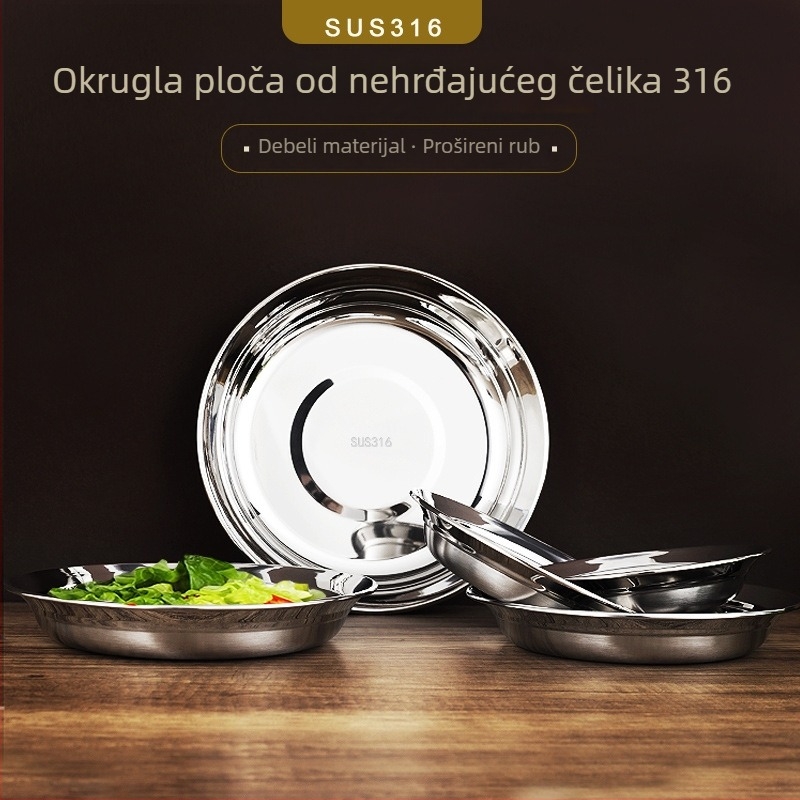 316 nehrđajući čelik, okrugli tanjur, kvalitete hrane, za voće, djecu i kućnu uporabu