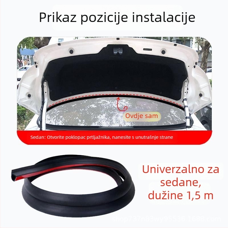 Gumeni brtveni trak za gornji rub prtljažnika, univerzalna kompatibilnost