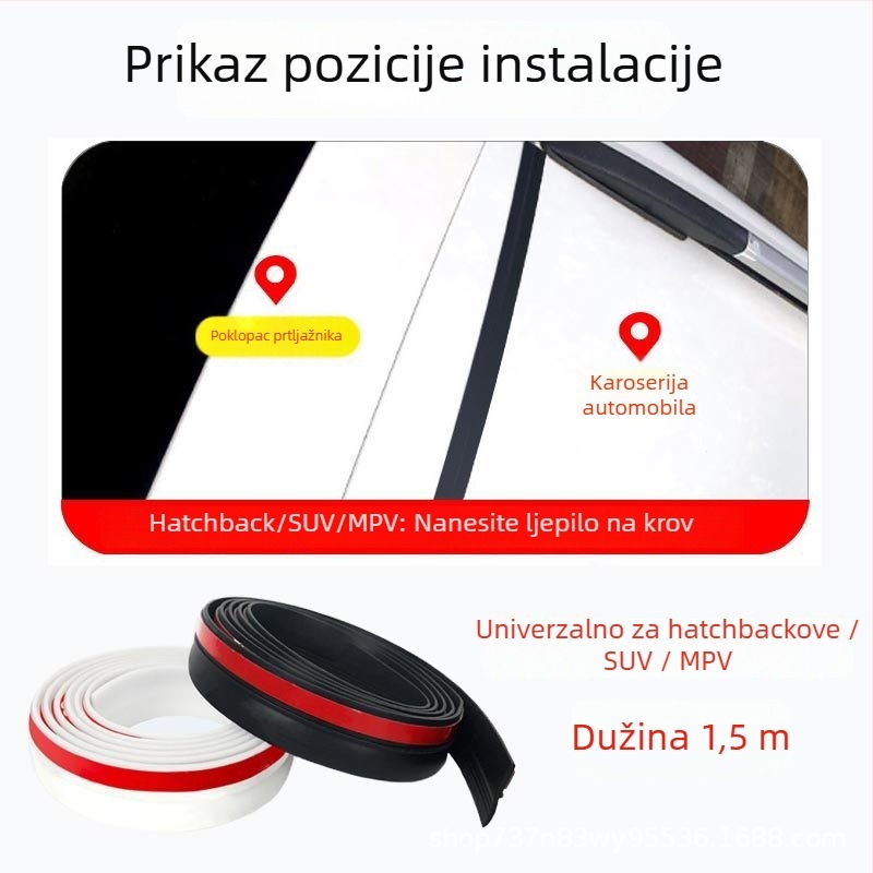 Gumeni brtveni trak za gornji rub prtljažnika, univerzalna kompatibilnost