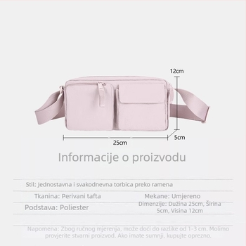 Krosbody torba s višestrukim džepovima, Oxford platno, vodootporna i ultra lagana, unisex, pogodna za putovanja i vožnju biciklom