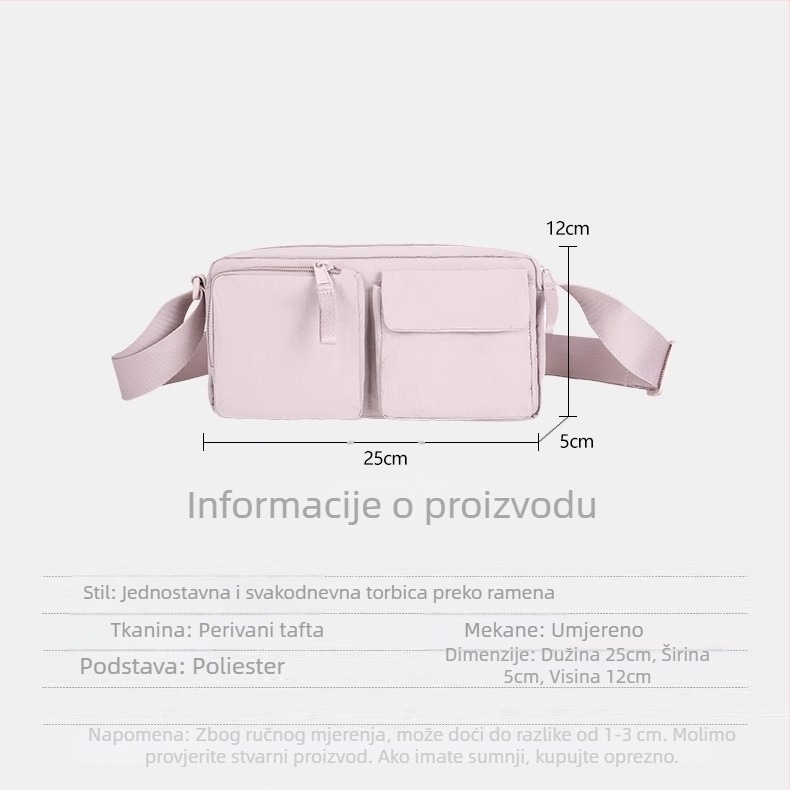 Krosbody torba s višestrukim džepovima, Oxford platno, vodootporna i ultra lagana, unisex, pogodna za putovanja i vožnju biciklom