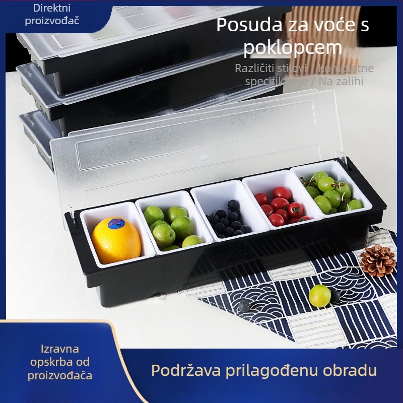 Kutija voća s poklopcem za šank – za koktele i čaj s mlijekom, s više odjeljaka (3–6)