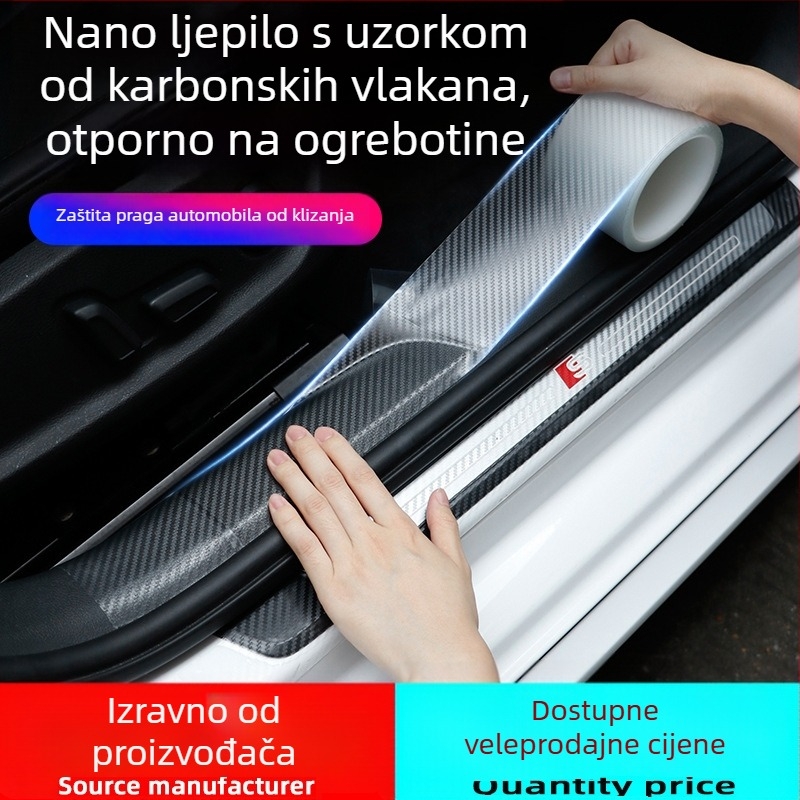 Prag automobila od karbonskih vlakana, prozirna zaštitna traka protiv sudara za rub vrata, zaštita retrovizora, prtljažnika i pedala