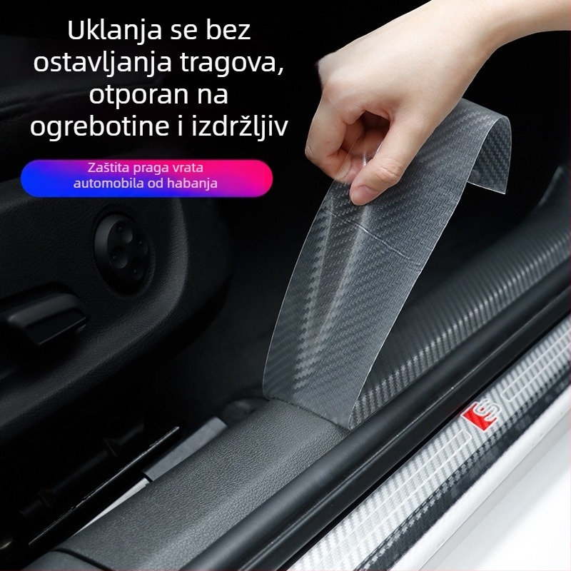 Prag automobila od karbonskih vlakana, prozirna zaštitna traka protiv sudara za rub vrata, zaštita retrovizora, prtljažnika i pedala