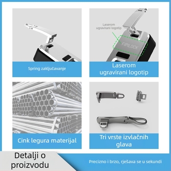 Brava za torbu s otiskom prsta – Fly Locke, cinkog legura + PC, 45 g, tiskani logotip