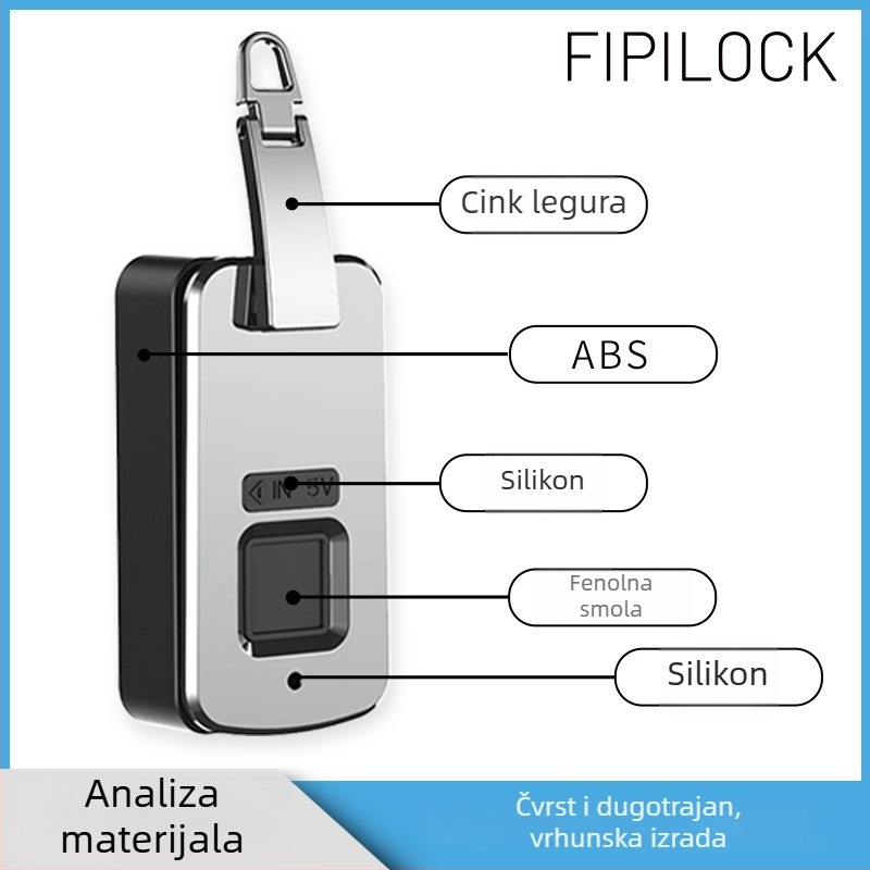 Brava za torbu s otiskom prsta – Fly Locke, cinkog legura + PC, 45 g, tiskani logotip