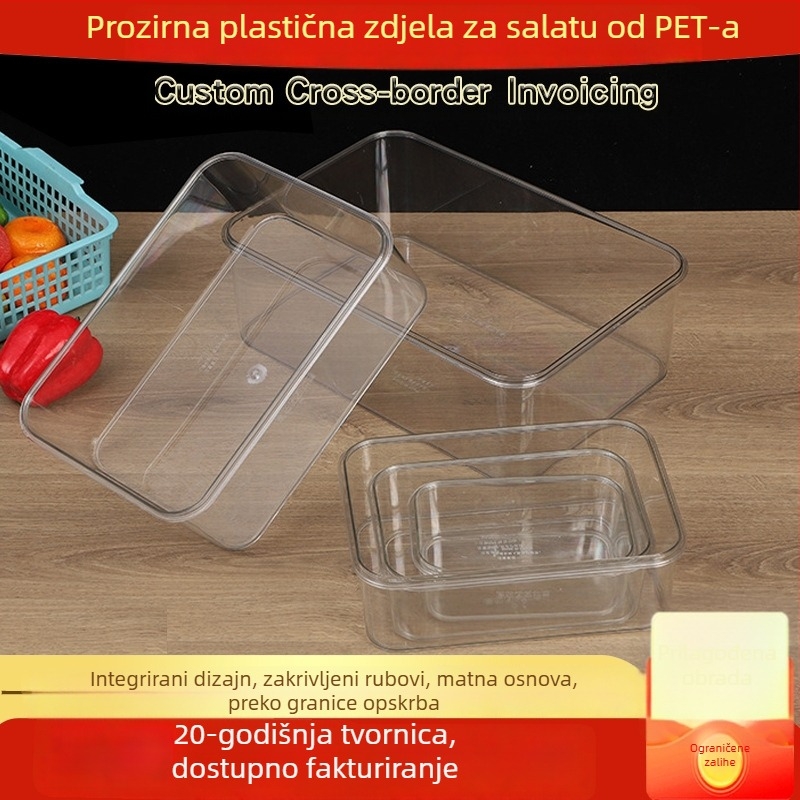 Plastična kvadratna posuda za hladna jela i marinirana jela, prozorna pohrana, posuda za očuvanje hrane