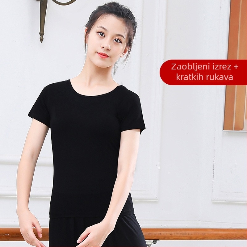 Ženski dvodijelni plesni set: top i hlače s ravnim krojem i mikro‑flare nogavicama; materijal modal-pamuk (95% pamuka) s podstavom od pamuka 95%; Pogodno za ljeto i proljeće, za scenu i balet