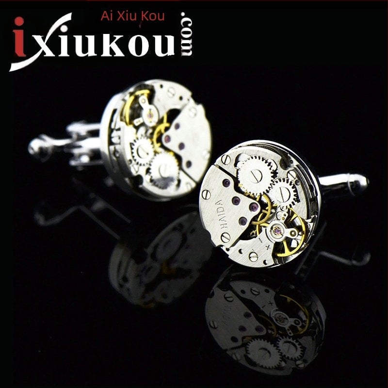 InBev okrugle manžetne kopče s mehanizmom sata — metal, konstrukcija kopče, okrugli oblik