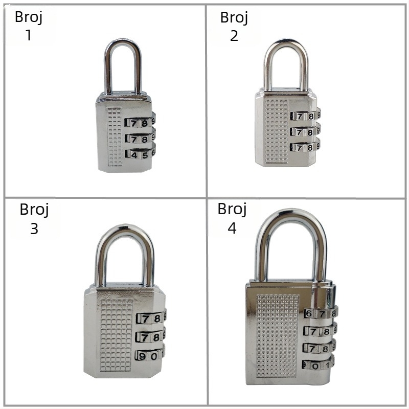 Kombinacijska brava - cinkova legura, kvadratni model, debljina zaključne šipke 3 mm, razmak između šipki 18 mm, mehanički tip