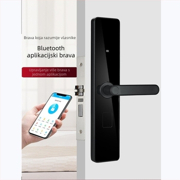 Pametna brava za ulazna vrata za apartmane i gostinjske kuće, aluminijska legura, model A6, otisak prsta, lozinka, kartica, ključ i daljinsko upravljanje mobilnom aplikacijom