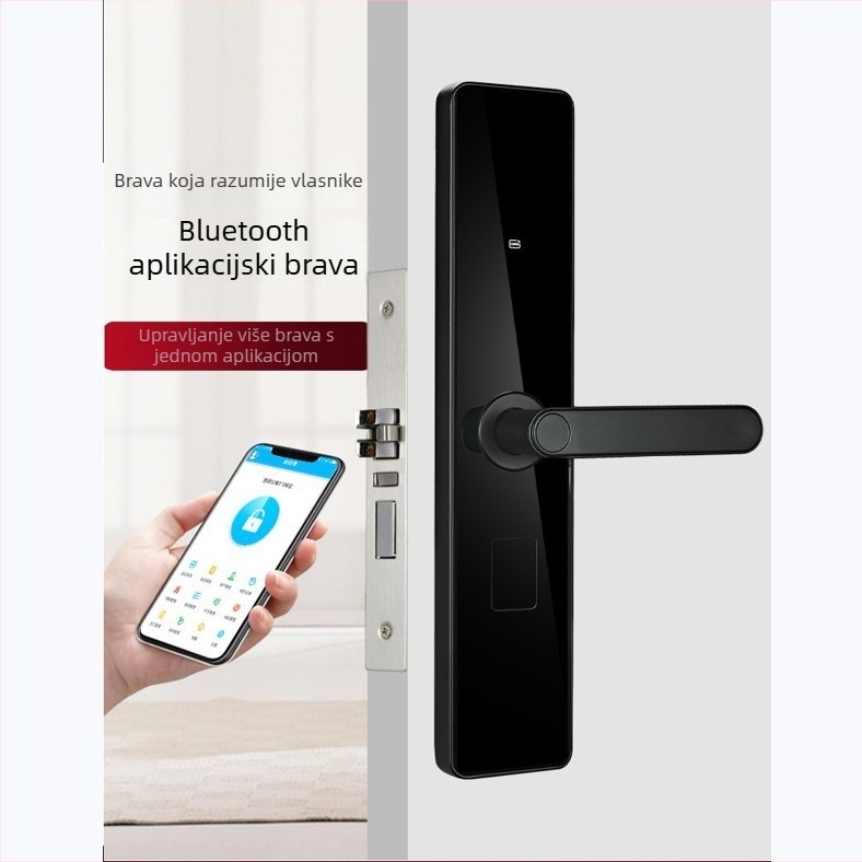 Pametna brava za ulazna vrata za apartmane i gostinjske kuće, aluminijska legura, model A6, otisak prsta, lozinka, kartica, ključ i daljinsko upravljanje mobilnom aplikacijom