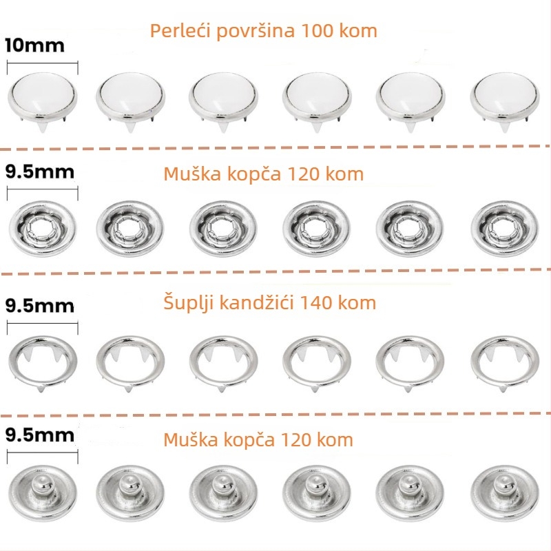 Nehrđajući čelični kopči s pet nogica i završetkom s šarenim završetkom; Guozhi; pogodno za kapute, traperice, jakne, šešire i dječju odjeću