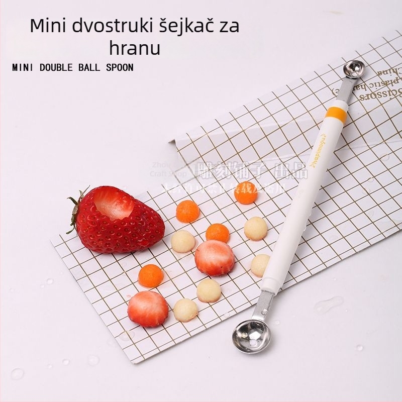 Mini dvostruko glavna žlica za voće od metala s oštrim rubovima za jednostavnu ekstrakciju sastojaka, korejski stil, jednostavan dizajn