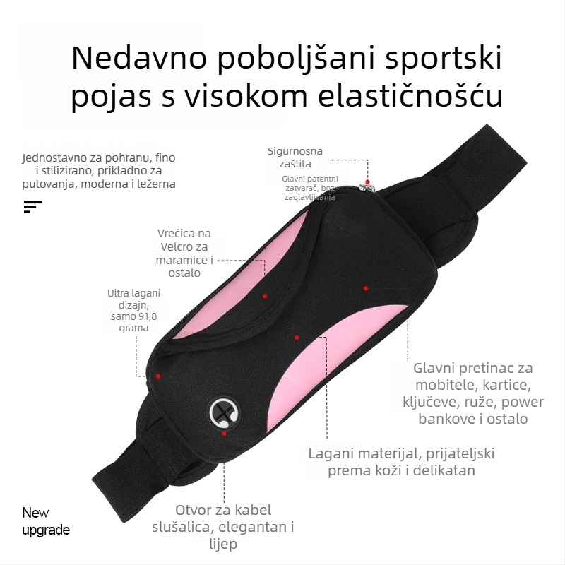 Sportska torba oko struka za vanjske aktivnosti – prozračna, vodootporna, otporna na habanje, unisex, Zima 2022