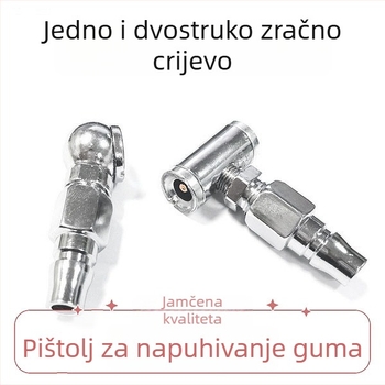 Dvostruka mlaznica za napuhivanje guma, dvostruka upotreba, kompatibilna s ručnom pumpom i kamionskim zračnim dovodom