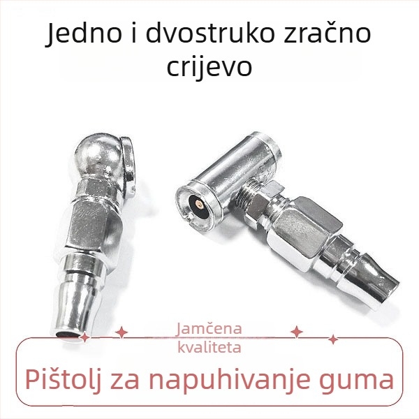 Dvostruka mlaznica za napuhivanje guma, dvostruka upotreba, kompatibilna s ručnom pumpom i kamionskim zračnim dovodom