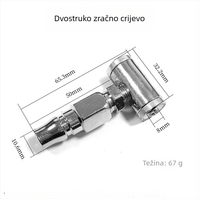 Dvostruka mlaznica za napuhivanje guma, dvostruka upotreba, kompatibilna s ručnom pumpom i kamionskim zračnim dovodom