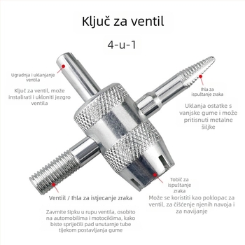 Record Work 4-u-1 alat za ventile pneu s uklanjanjem jezgre ventila – 45# čelik, masa 19 g
