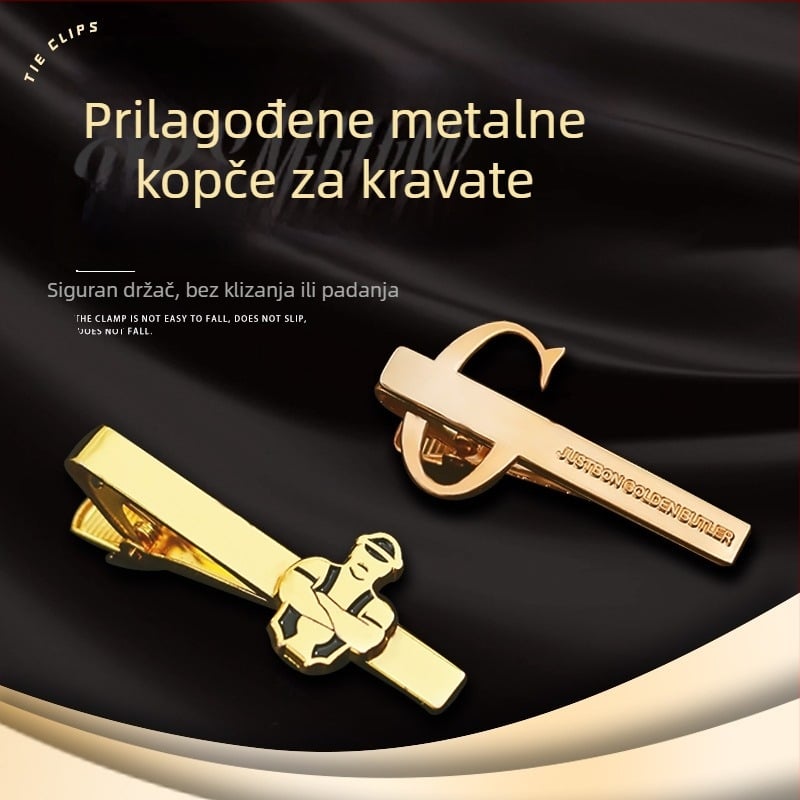 Geometrijska spona za kravatu od legure, gravirana, završna obrada pečenog premaza, unisex