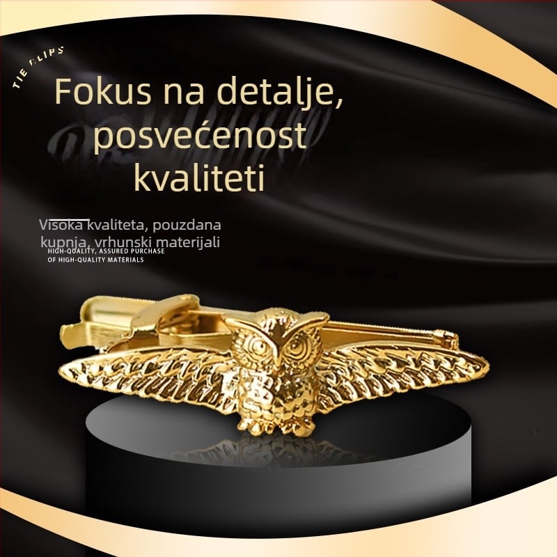 Geometrijska spona za kravatu od legure, gravirana, završna obrada pečenog premaza, unisex