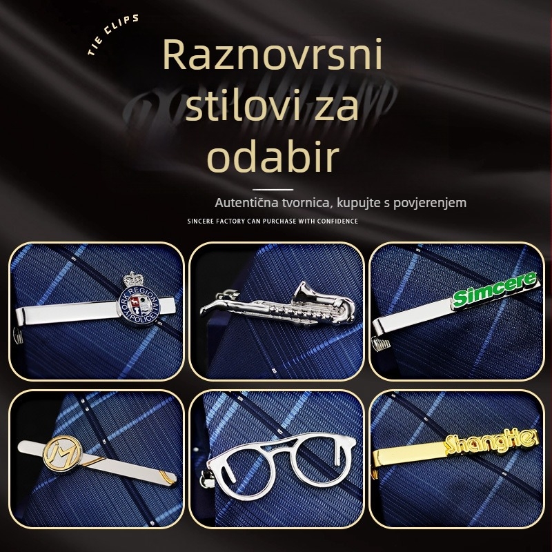 Geometrijska spona za kravatu od legure, gravirana, završna obrada pečenog premaza, unisex