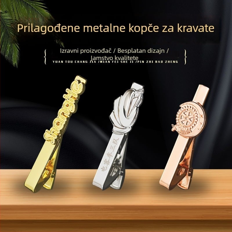 Geometrijska spona za kravatu od legure, gravirana, završna obrada pečenog premaza, unisex