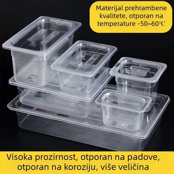 Akrilna pravokutna posuda za odabir povrća i porcioniranje, prozirna plastična kutija za prikaz