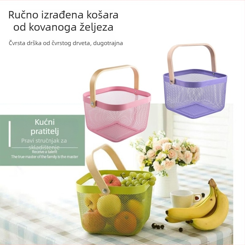Koš za voće i povrće, materijal od željeznog umjetničkog djela, model Kq-023, za voće, povrće, knjige i časopise, moderni minimalistički stil.