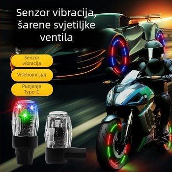 LED svjetlo za ventile automobila i motocikla, ABS materijal, vodootporno, univerzalna kompatibilnost, vibracijsko blještanje