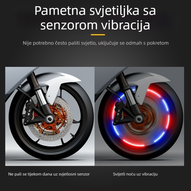 LED svjetlo za ventile automobila i motocikla, ABS materijal, vodootporno, univerzalna kompatibilnost, vibracijsko blještanje