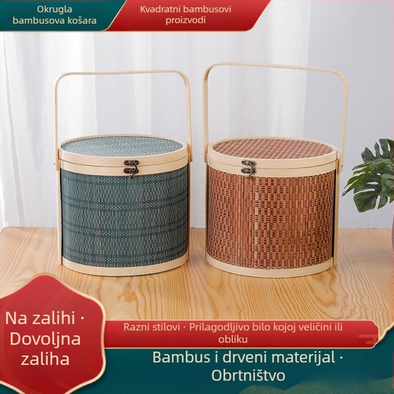 Ručno pleteni koš od bambusa za kupovinu, jaja, voće i povrće; minimalistički dizajn