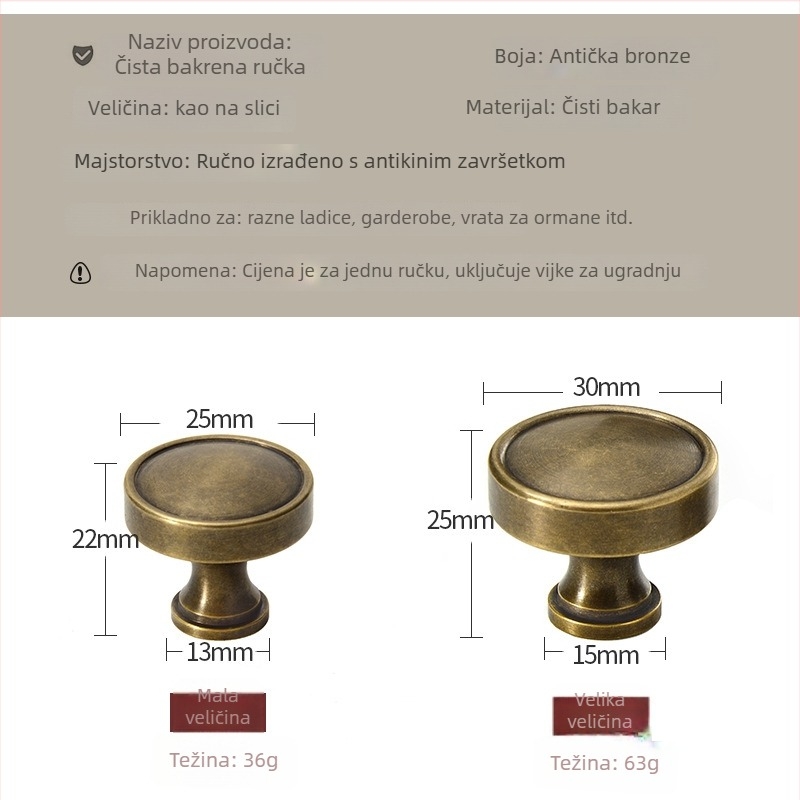 Mesing drška za ormariće i ormare, kružna s jednim otvorom, CNC obrada, moderan minimalistički stil