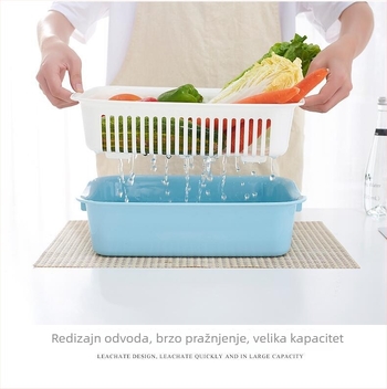 Gong Yi dvostruki odvodni koš za voće i povrće, plastična kuhinjska košara s kvadratnim i zaobljenim kutovima, minimalistički dizajn, vrhunska kvaliteta, jesen 2014