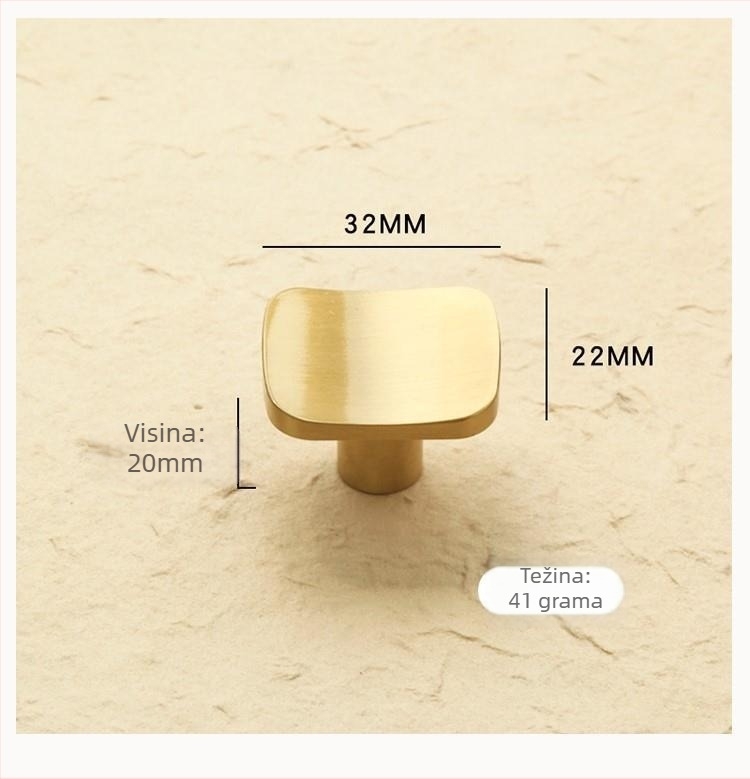 Mosazna ručica za ladice i vrata, brušena površina, moderan jednostavan stil, model DD6682