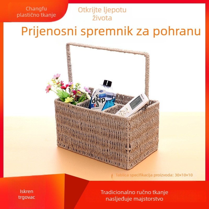 Košara za pohranu s jednim ručkom, pletena od trske, za voće i povrće