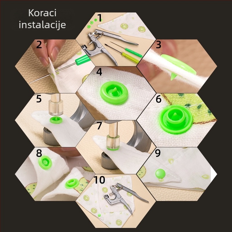 Klešta za gumbe od aluminijske legure sa četiri zatvarača mehanizamom, DIY alat za ugradnju, pogodno za torbe, pojas, odjeću, nakit i radnu odjeću, ne-brand pakiranje