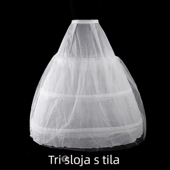 Vjenčani petticoat sa tri čelična prstena, dvostruki sloj gaze, elastični struk, tutu suknja
