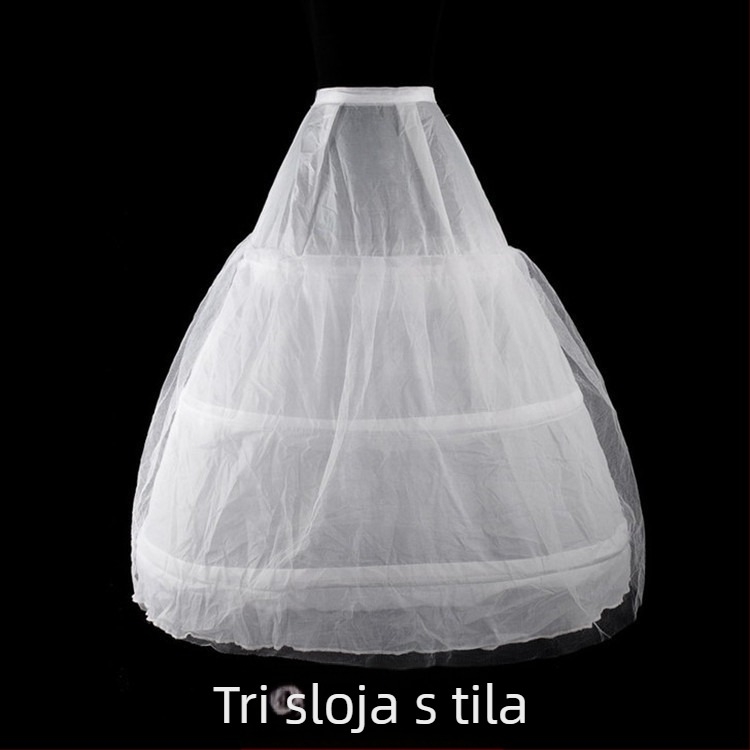 Vjenčani petticoat sa tri čelična prstena, dvostruki sloj gaze, elastični struk, tutu suknja
