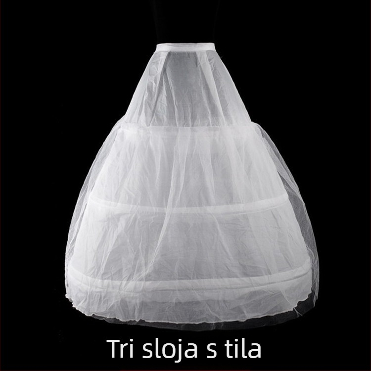 Vjenčani petticoat sa tri čelična prstena, dvostruki sloj gaze, elastični struk, tutu suknja