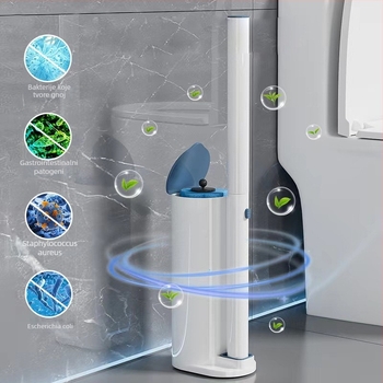 Jednokratna četka za WC s produženom drškom, zidni držač, bez bušenja, plastična