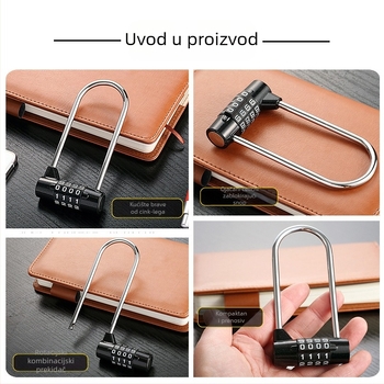 Mehanička kombinacijska brava za ormariće s produženim U-oblikom, četiri cifreni kombinacijski mehanizam, model 800151-L, cinkova zlitina