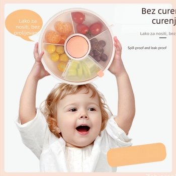 Dječja kutija za užinu s poklopcem i okretna pločica voća, plastična, zapečaćena, prenosna